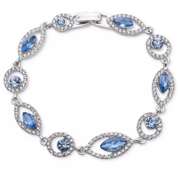 GIVENCHY Pavé Crystal Orb Flex Bracelet OS UNI NWT Silver / Blue - Picture 1 of 3